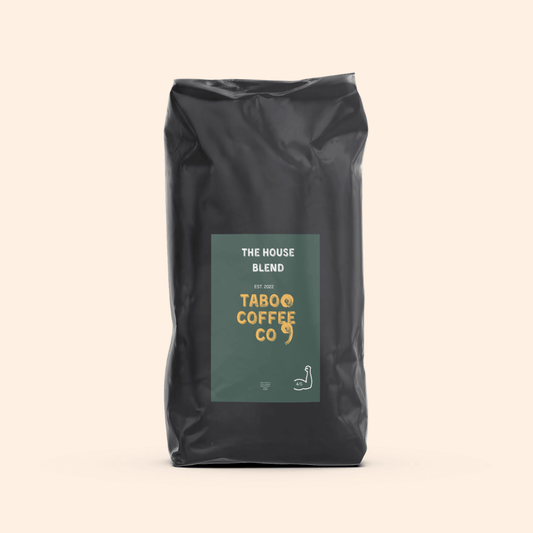 Taboo House Blend Coffee: A rich and aromatic coffee blend from Taboo Coffee Co. The beans are carefully sourced and expertly roasted to perfection. Enjoy a balanced cup with notes of chocolate, nuts, and a hint of citrus. Ideal for those who appreciate a well-crafted coffee experience