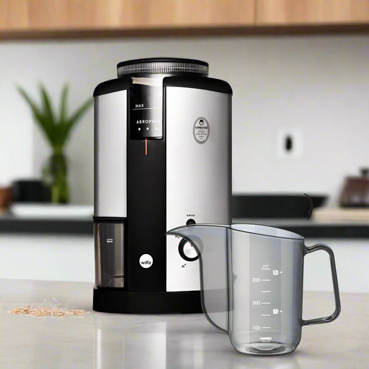 Wilfa Svart Coffee Grinder (Silver) + Hario Drip Kettle Air