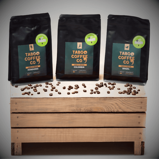 Taboo Coffee Co Single origin Columbian, Honduras & Brazilian Coffee Trio Bag 750g